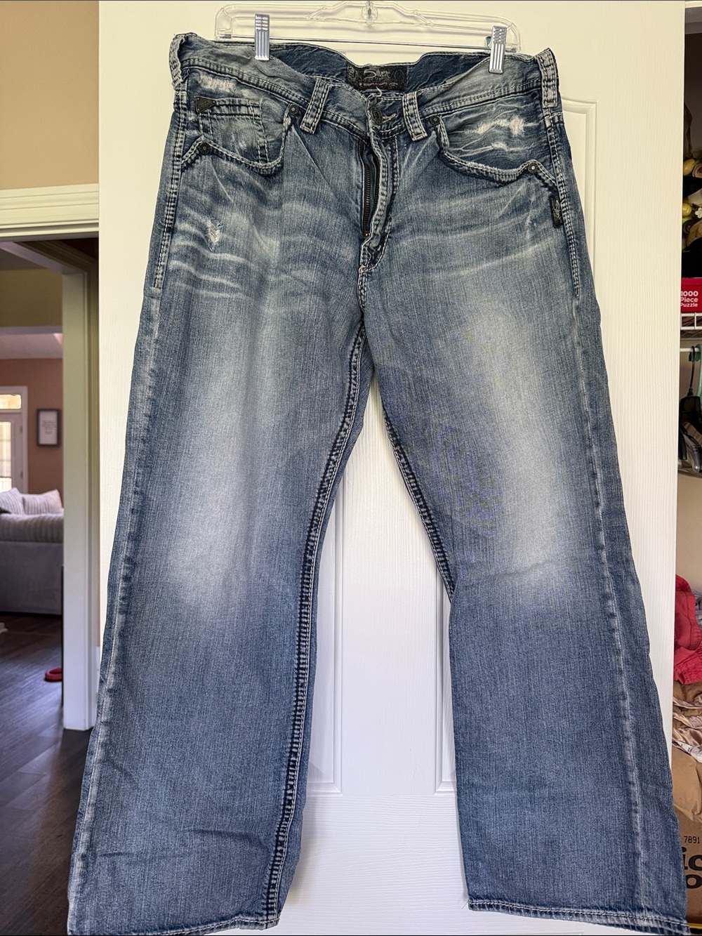 Silver Jeans Men's Faded Blue Straight-Leg Jeans
